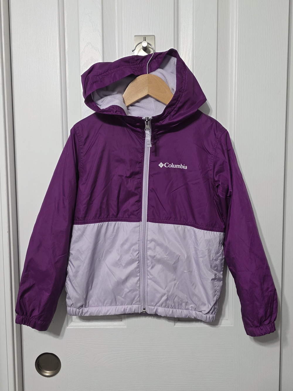 Girls columbia hooded windbreaker jacket, XS 6/7